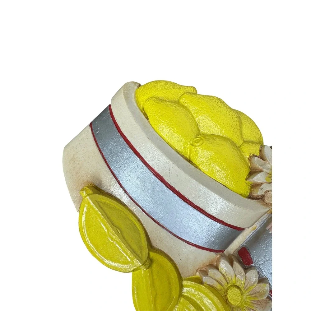Vintage Homco 3D Resin Wall Plaque Lemon and Daisies Floral Kitchen Decor Yellow